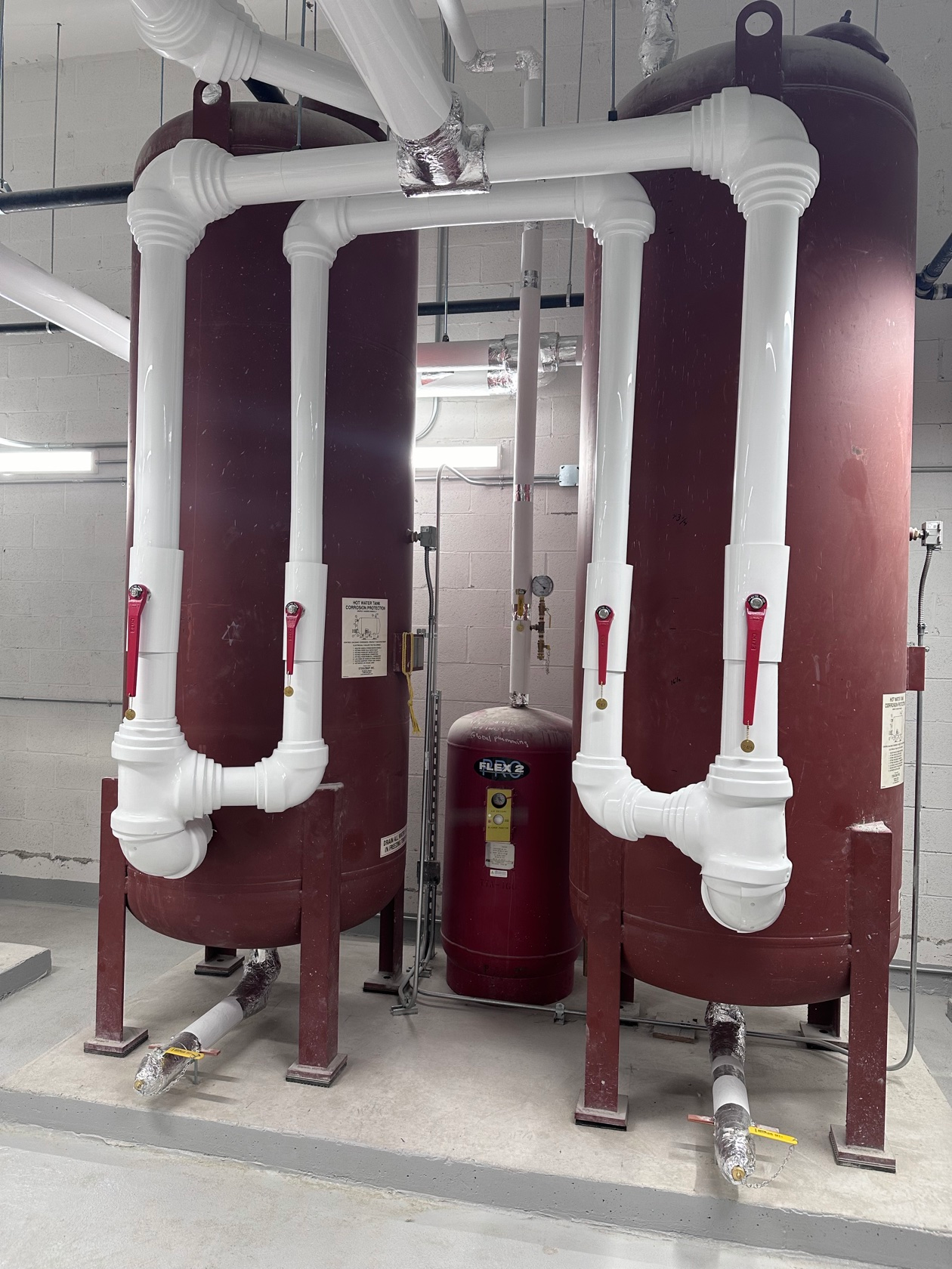 Hot water tanks before insulation